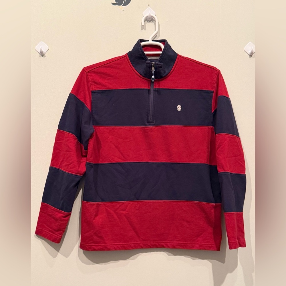 Izod Navy and Red Logo Tee